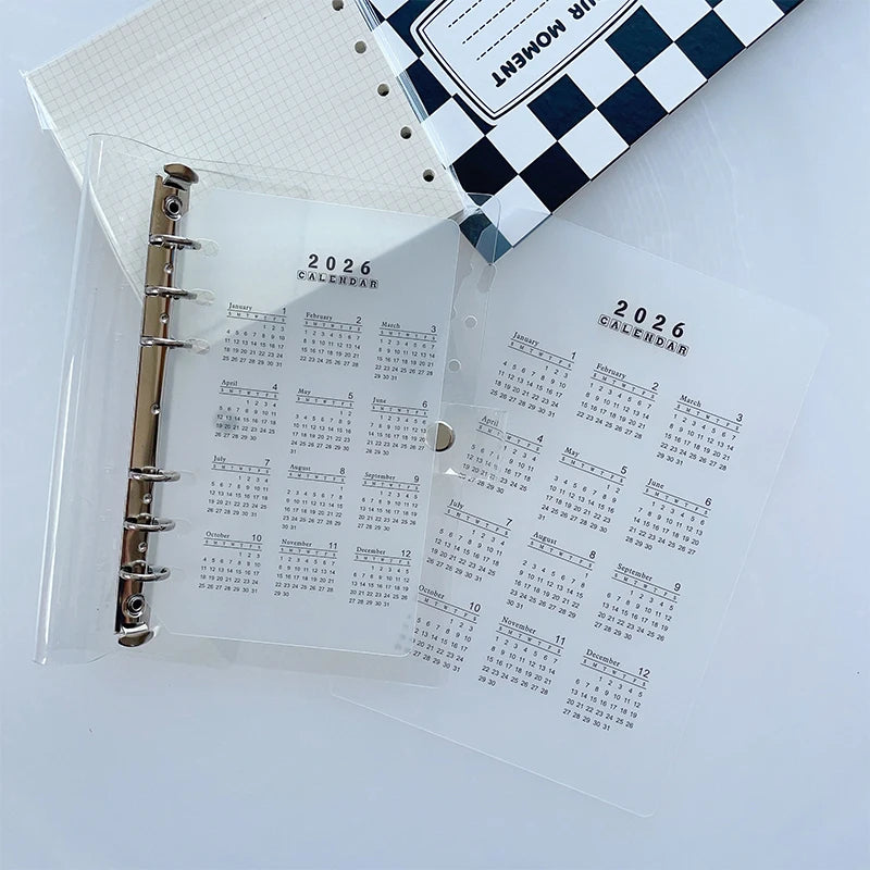 2026 Durable Transparent PP Frosted Material A5 A6 Loose Leaf 6 Holes Qme