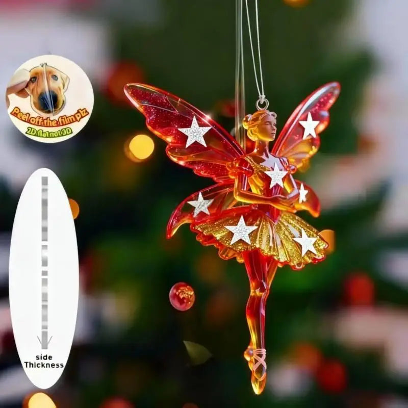 Sparkling 2D Acrylic Pendants Ballerina Simulation Christmas Tree Hangings Car Rearview Mirror Charm Decoration Ornaments Qme A5