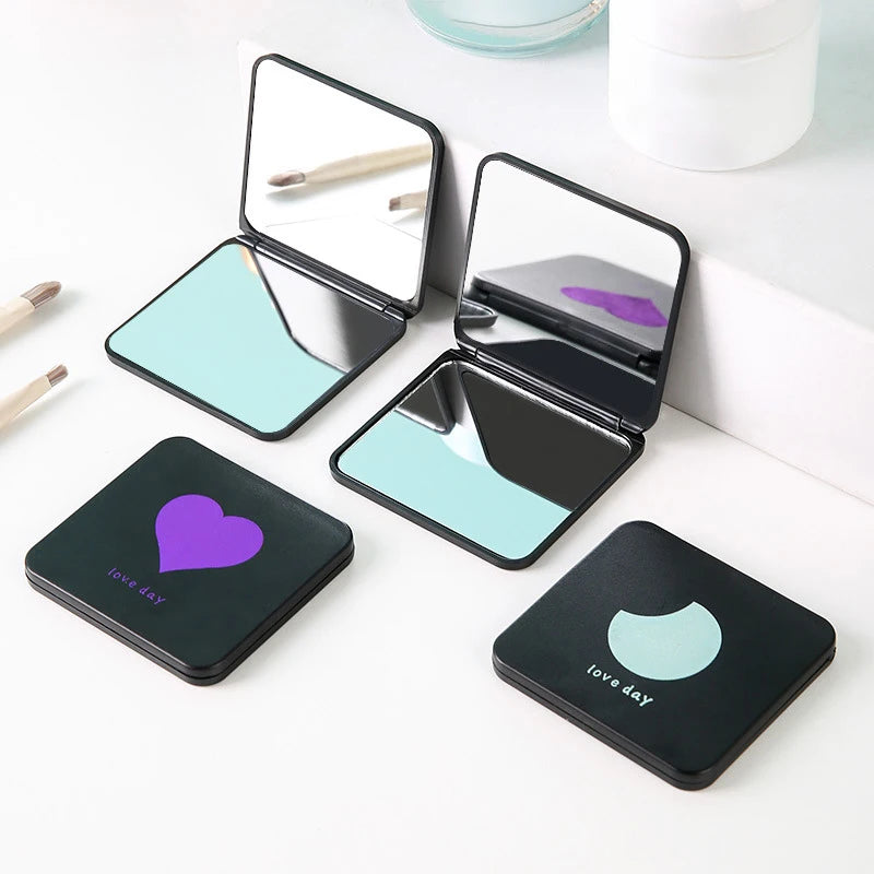 Double-side Compact Mirror Pocket Cosmetic Mirrors Foldable Makeup Qme