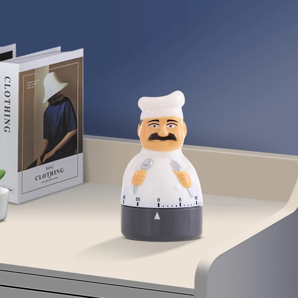 Cartoon Chef Shaped Kitchen Timer Cartoon Timing Accessory Kitchen Cooking Baking Time Reminder for Cooking Baking Frying Qme