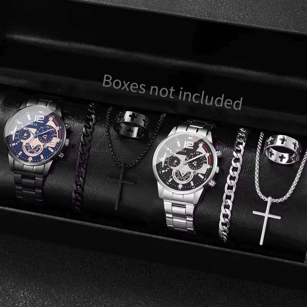 Men's Watch Steel Belt Calendar Quartz Sports Night Light Pointer Quartz Watch Men's Watch Qme