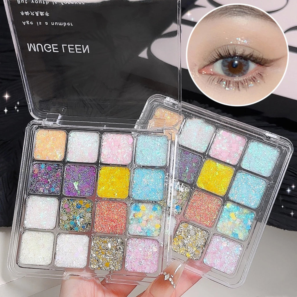 Shiny Sequins Flakes Eyeshadow Palette Self Adhesive Glitter Gel Hair Body Nail Blue Pink Yellow Sequin Gel Makeup Decoration Qme