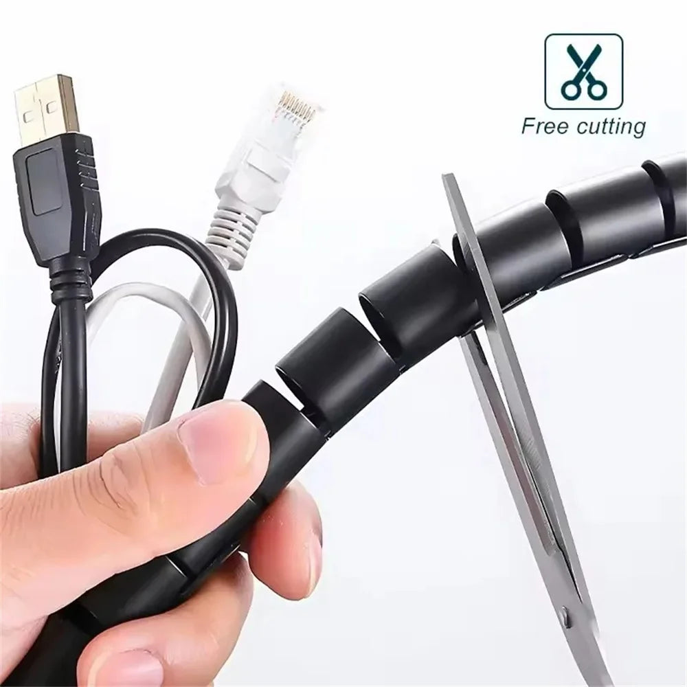 Spiral Cable Wire Wrap Computer Cord Management Winding Tube Flexible Cable Protection Sleeves Office Wire Organizer Cover Tool Qme