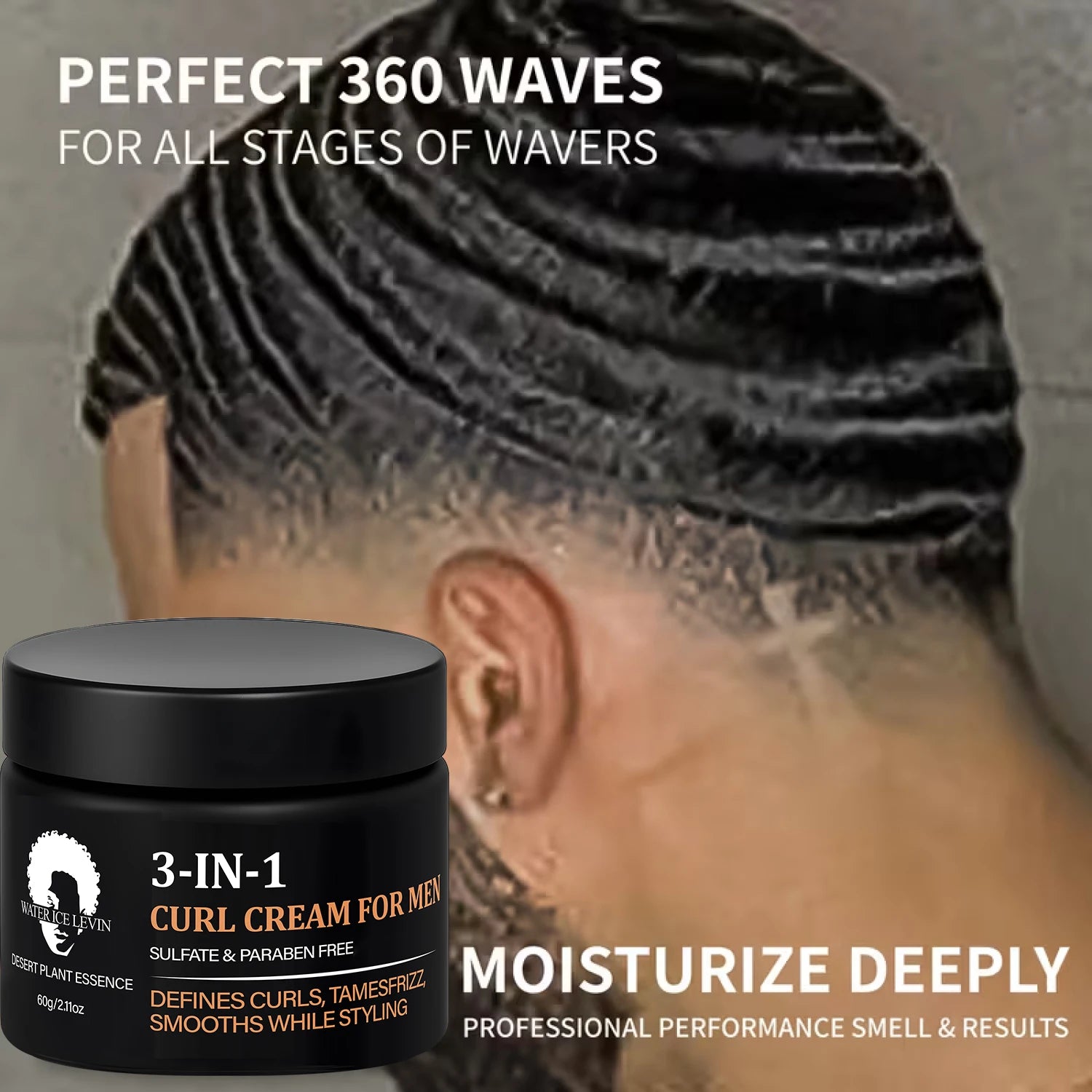 3-in-1 Curl Cream for Men, Sulfate & Paraben Free, Defines Curls & Tames Frizz, Smooth Styling Cream. Qme