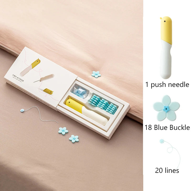 One Button Unlock Duvet Cover Fastener Clip Anti Slip Blanket Buckles Qme one size blue
