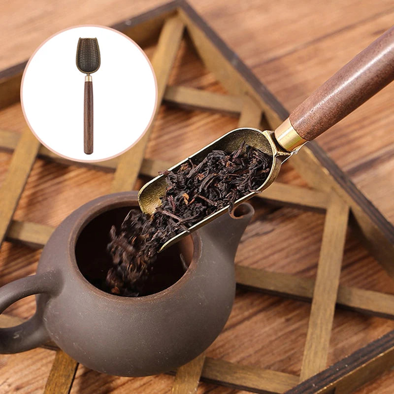 Tea Spoon Ebony Teaspoon Solid Wood Retro Creative Shovel Kongfu Qme