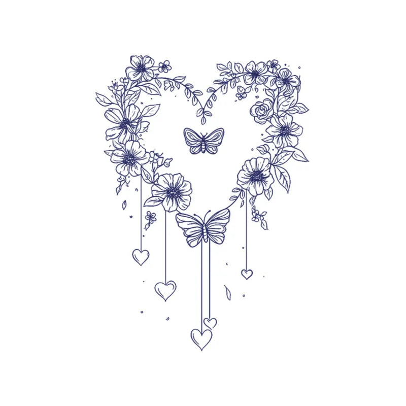 Sexy Wreath Butterfly Love Chest Temporary Stickers Waterproof and Sweatproof Herbal Juice Trendy Tattoo Stickers Qme