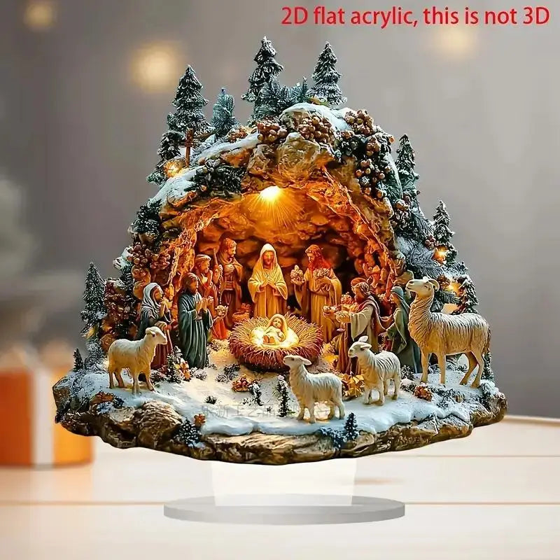 Desktop Decor Family Statue Jesus Tree Of Life Newborn Acrylic Flat Plate Desktop Decoration Ornaments For Home Decor Qme B