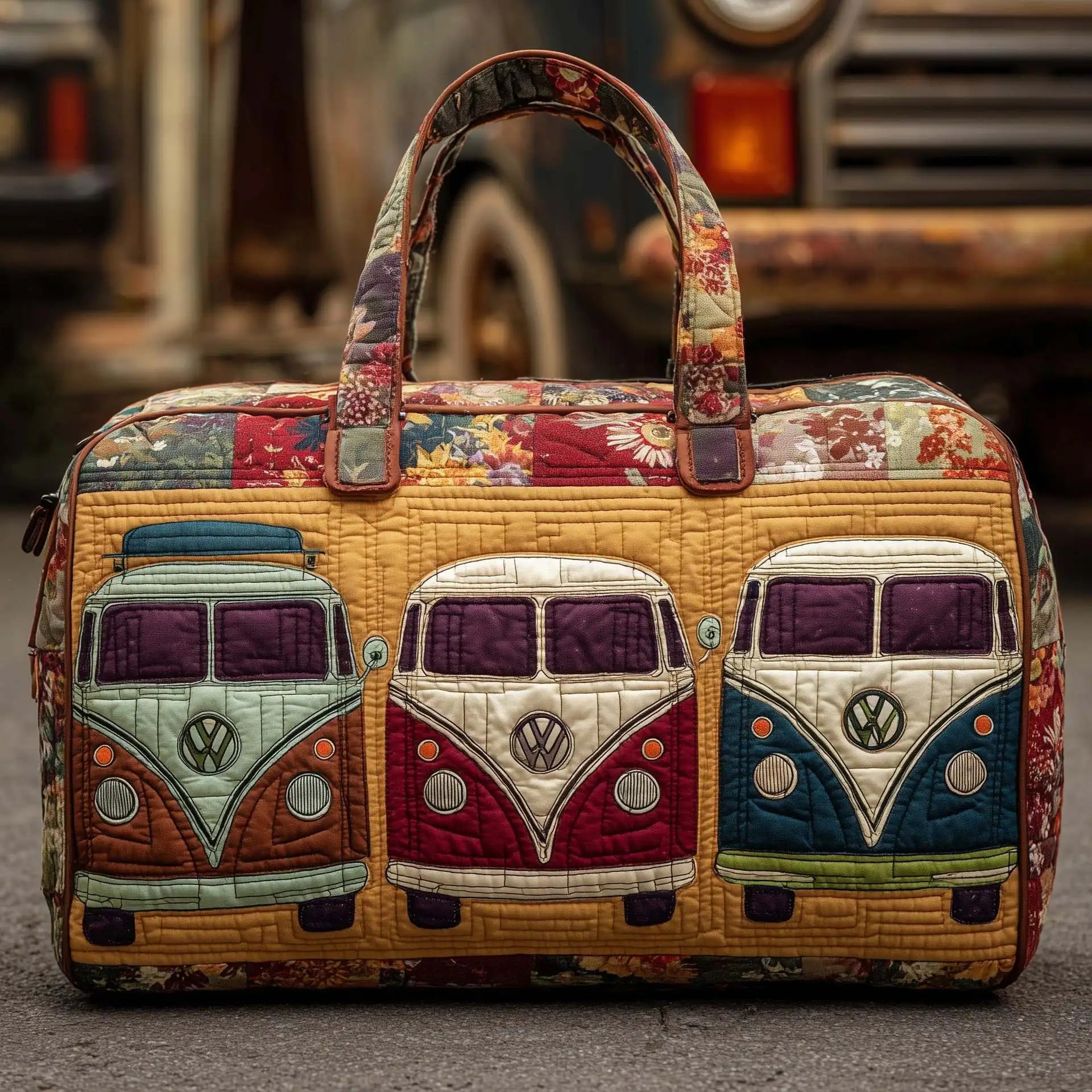 Women 3D Quilting Craft Travel Duffel Bag Fashion Sun Mountain Forest Qme A11