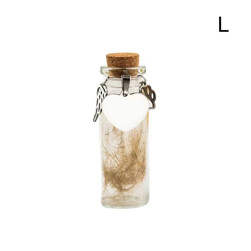 Pet Memorial Urn Container Bottle Hair Dogs Cats Fur Keepsake Storage Qme L