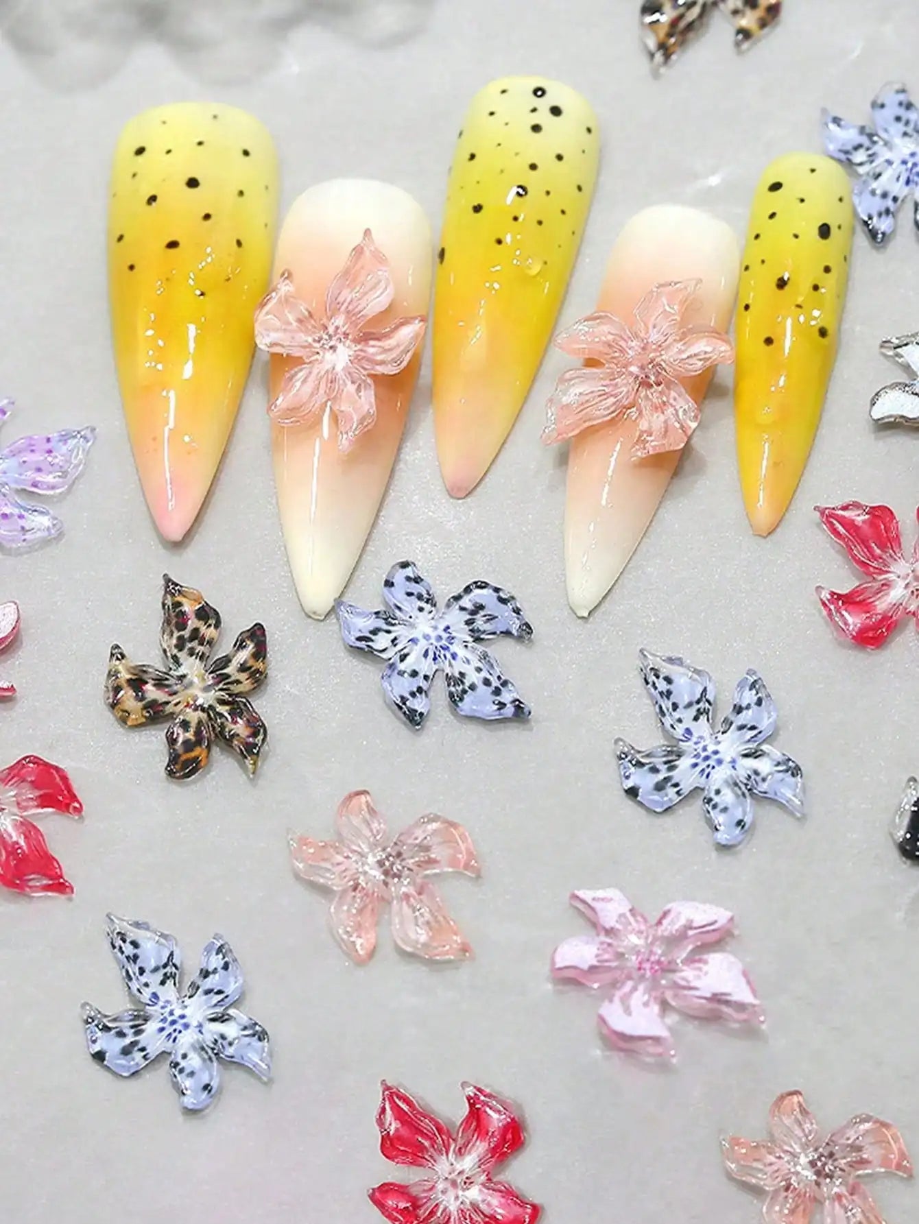 Flower Nail Charm Jewelry DIY Art Y2K 3D Decorations Qme