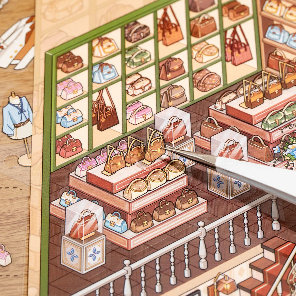 Stress Relief Restock Sticker Book, Shop Scene Organizing Decor Papers, Multi-Scenery Design, Perfect for DIY Lovers Qme