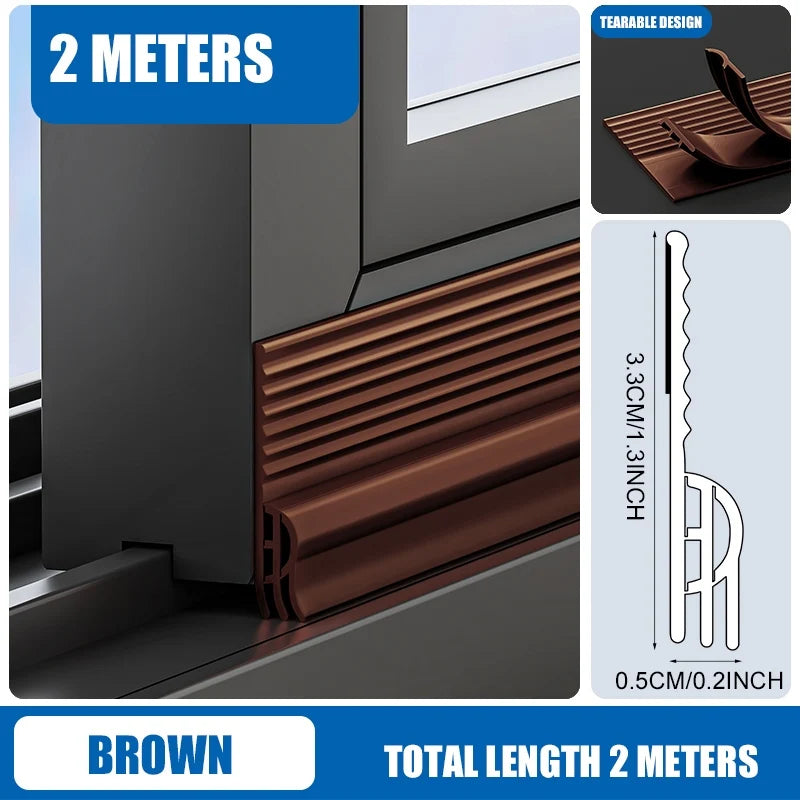 2/4M TPE Triple Anti-Cold Window Seal Strip Windproof Dust-proof Noise Reduction Weatherstrip Self Adhesive Door Seal Strip Qme Brown 2M