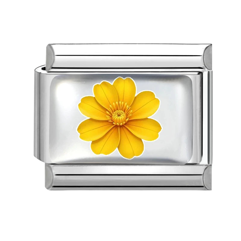 Design Colorful Earth Sun Sunflowers Stainless Steel Link fit 9mm Italian Flowers Series Jewelry Making DIY Charm Bracelet Gifts Qme Style 13