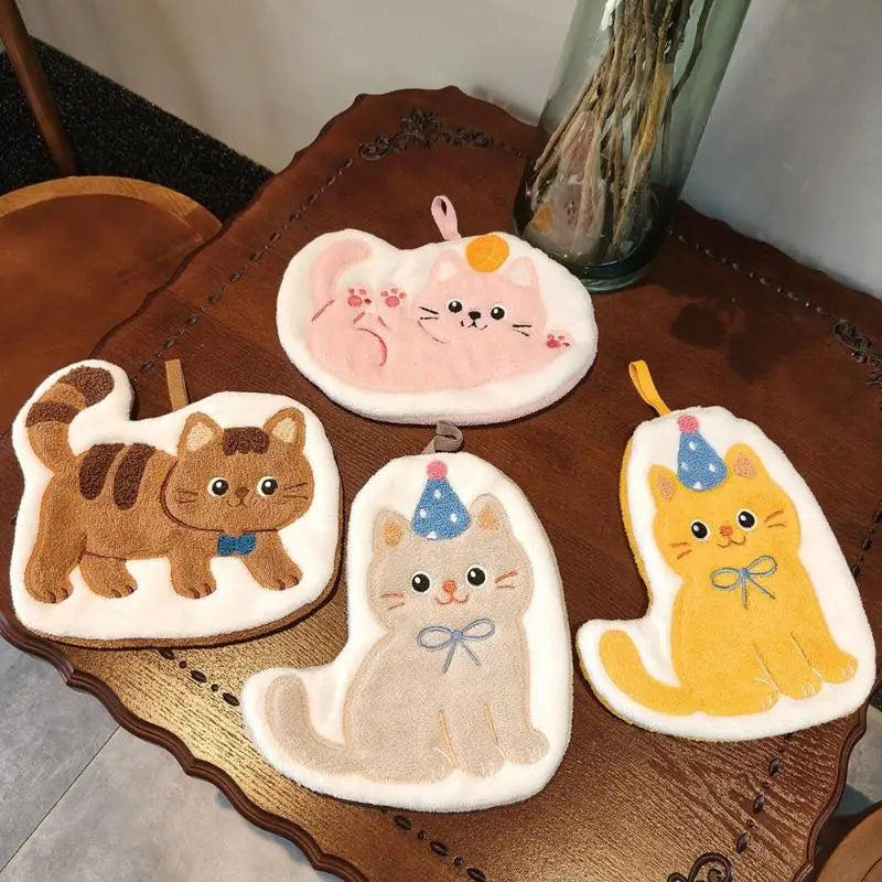 Soft Quick Drying Kitchen Bathroom Household Cartoon Cats Dog Hand Qme
