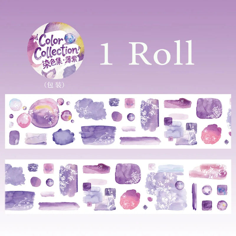 Watercolor Blotch Washi Tape, Background Base Tape for Journal Collage, Beginner-Friendly Stationery & Great Gift Pick Qme E