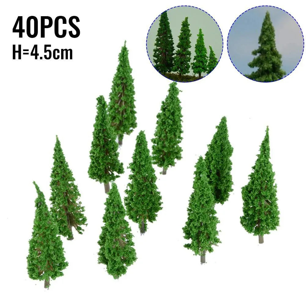 40pcs Model Trees Plastic Model Train Artificial Miniature Tree Scenery Railroad Decoration Building Landscape Accessories Toys Qme H 4.5CM
