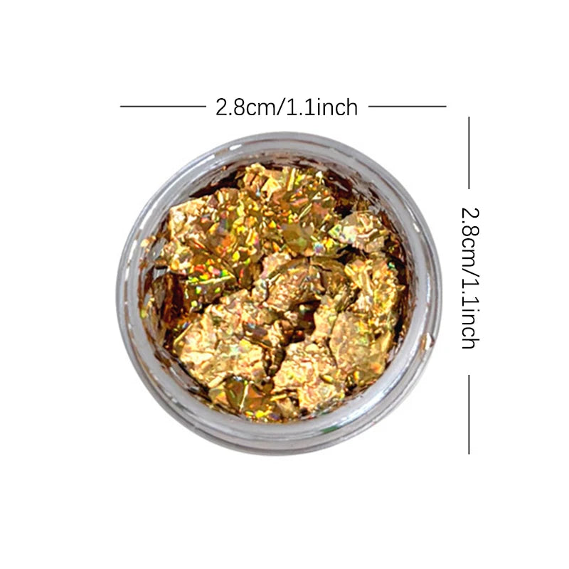 1Box Gold Foil Fragment Nail Glitter DIY Nails Sticker Art Qme