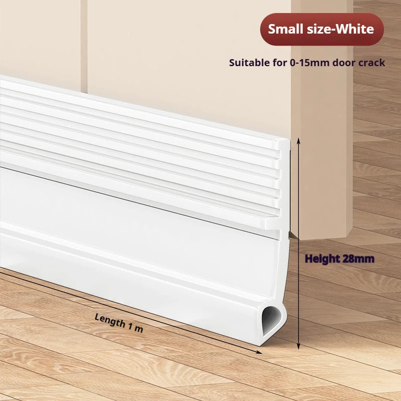 1M Self-Adhesive Windproof Door Bottom Seal Strip Double Dustproof Free-Cutting TPE 4 Colors Under Door Weatherstrip Qme S white 1M