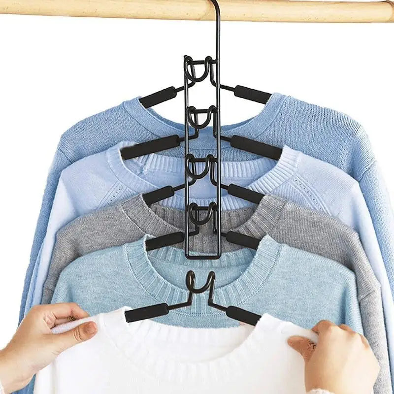 ^Multi-Tier Hanging Closet Hanger With Hooks Space-Saving Organizer For Closet Coats Shirts Dresses Jackets Hanging Storage Qme