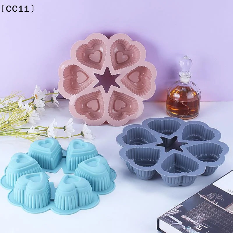 Silicone Heart-shaped Cake Mold Food-grade Non-stick Baking Tray DIY Qme