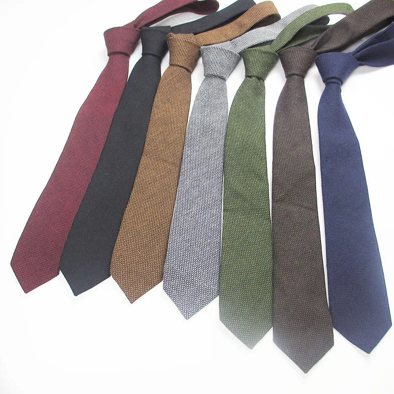 Fashion Mens Necktie Solid Wool Ties Jacquard Woven Ascot Navy Blue Qme