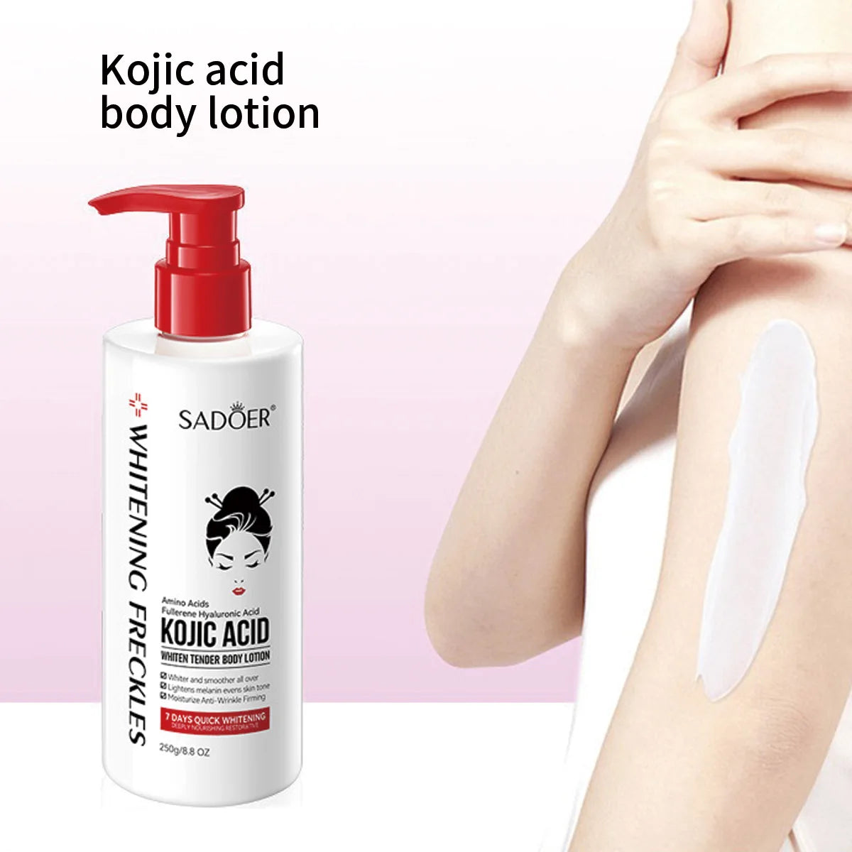 Kojic Acid Whitening Body Lotion Moisturizing Brighten Skin Essential Qme 250ml body lotion 250g