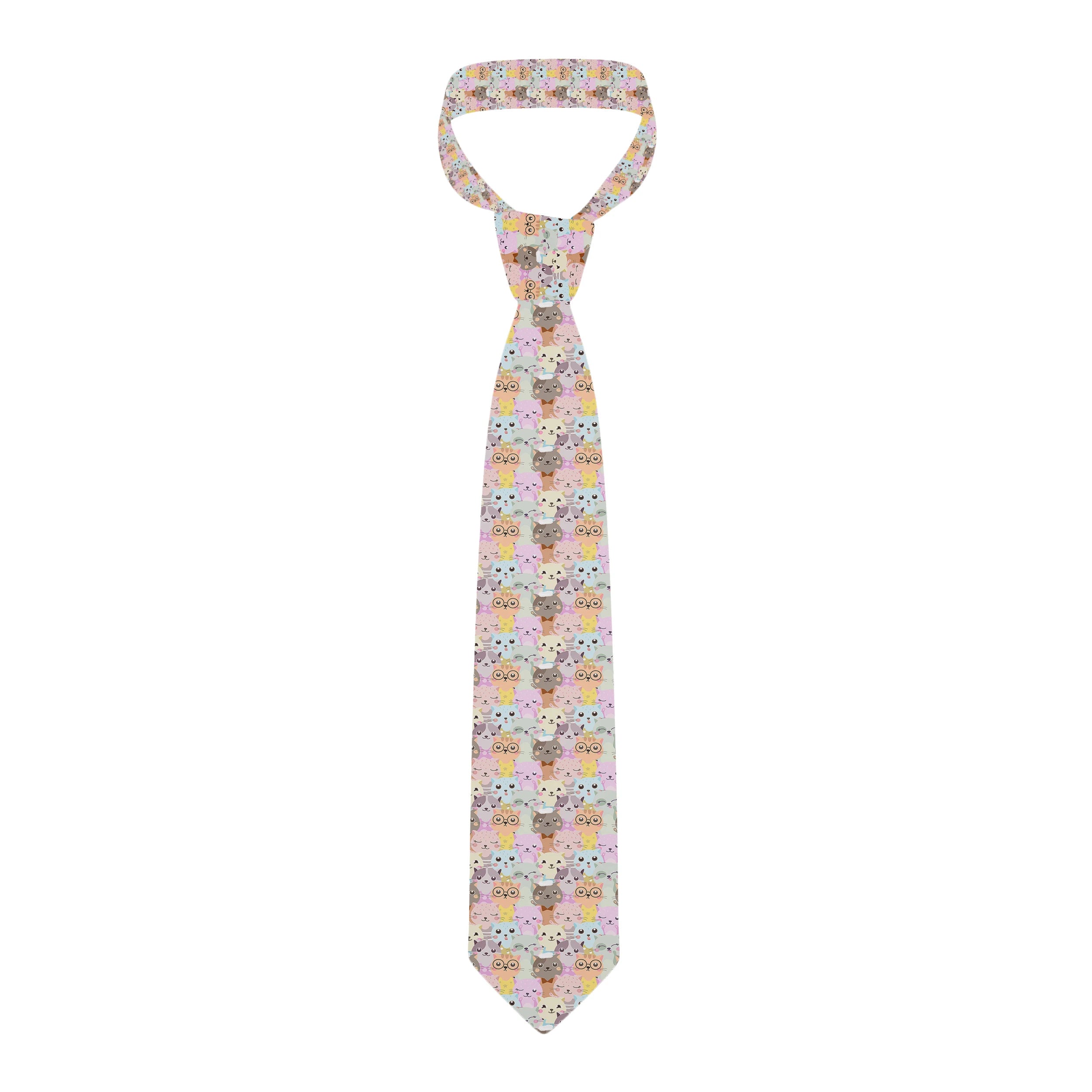 Fashionable Ukiyo-e Wave Print Tie Funny Small Animal Polyester Qme