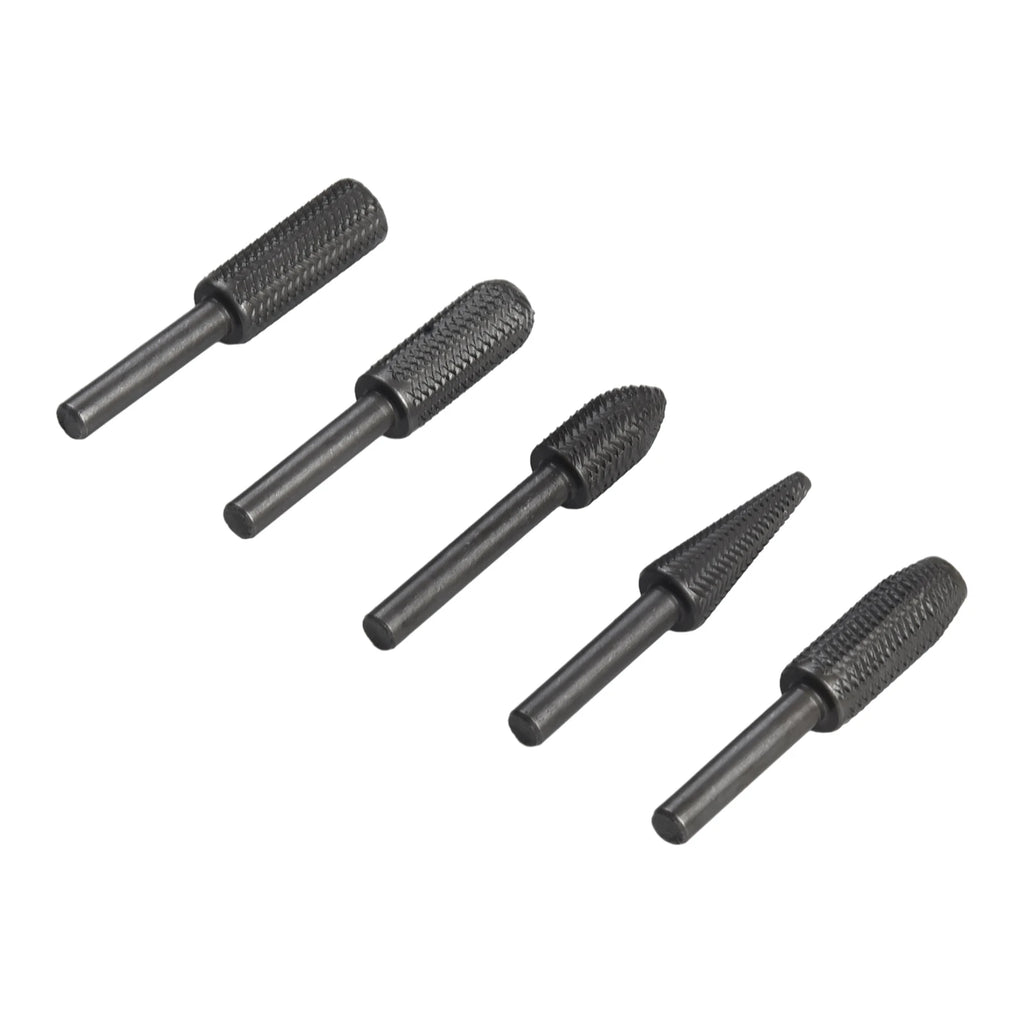 5Pcs/set Rotary Rasp File Steel File 6mm Shank Carving Bit Double Cutter Rotary File Super Hard For Metal /Wood /Grinding Qme