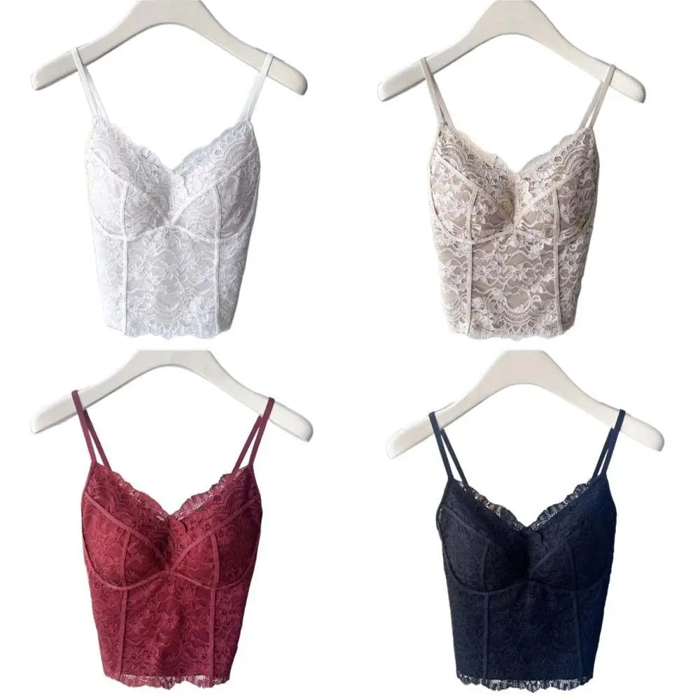 Mesh Flower Slim Lace Crop Sweet Camisoles Summer Girl's Vest Spicy Qme