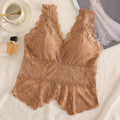 Simple Mesh Thin Lace Deep V Camisole Sleeveless Slim Fit Suspender Qme Light Coffee L