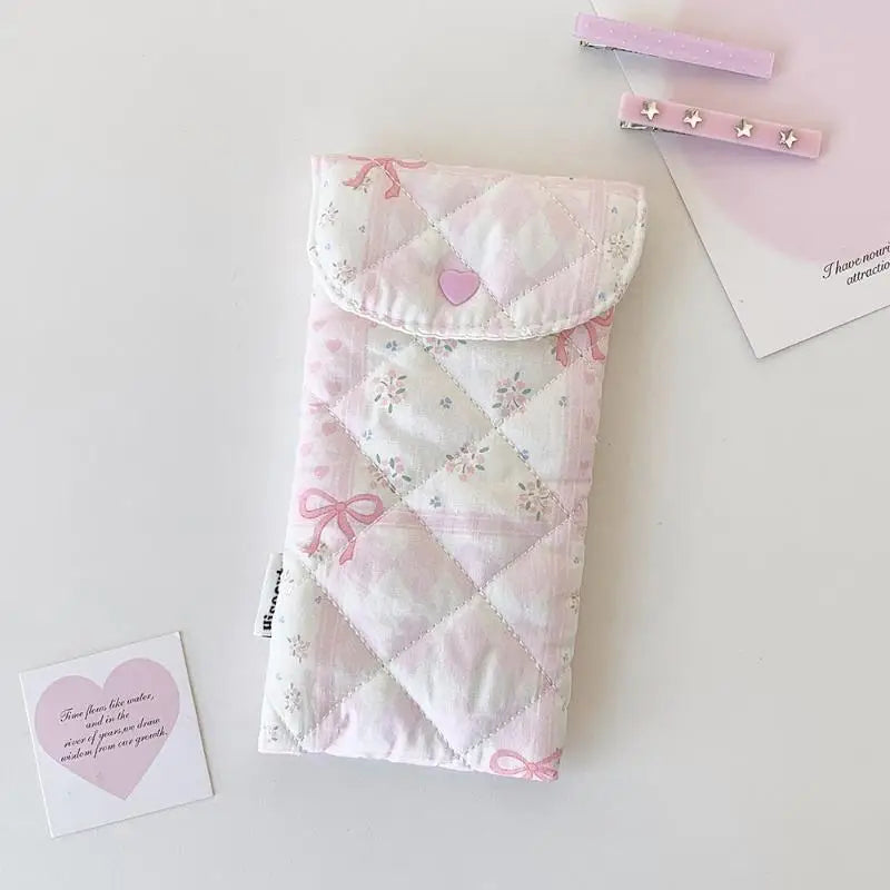 Fashion Floral Bow Snap Pen Bag Lightweight Stationery Organizer Qme A1