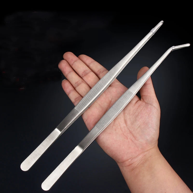 Stainless Multifuctional Steel Elbow Tweezers Aquarium Clip Long Qme