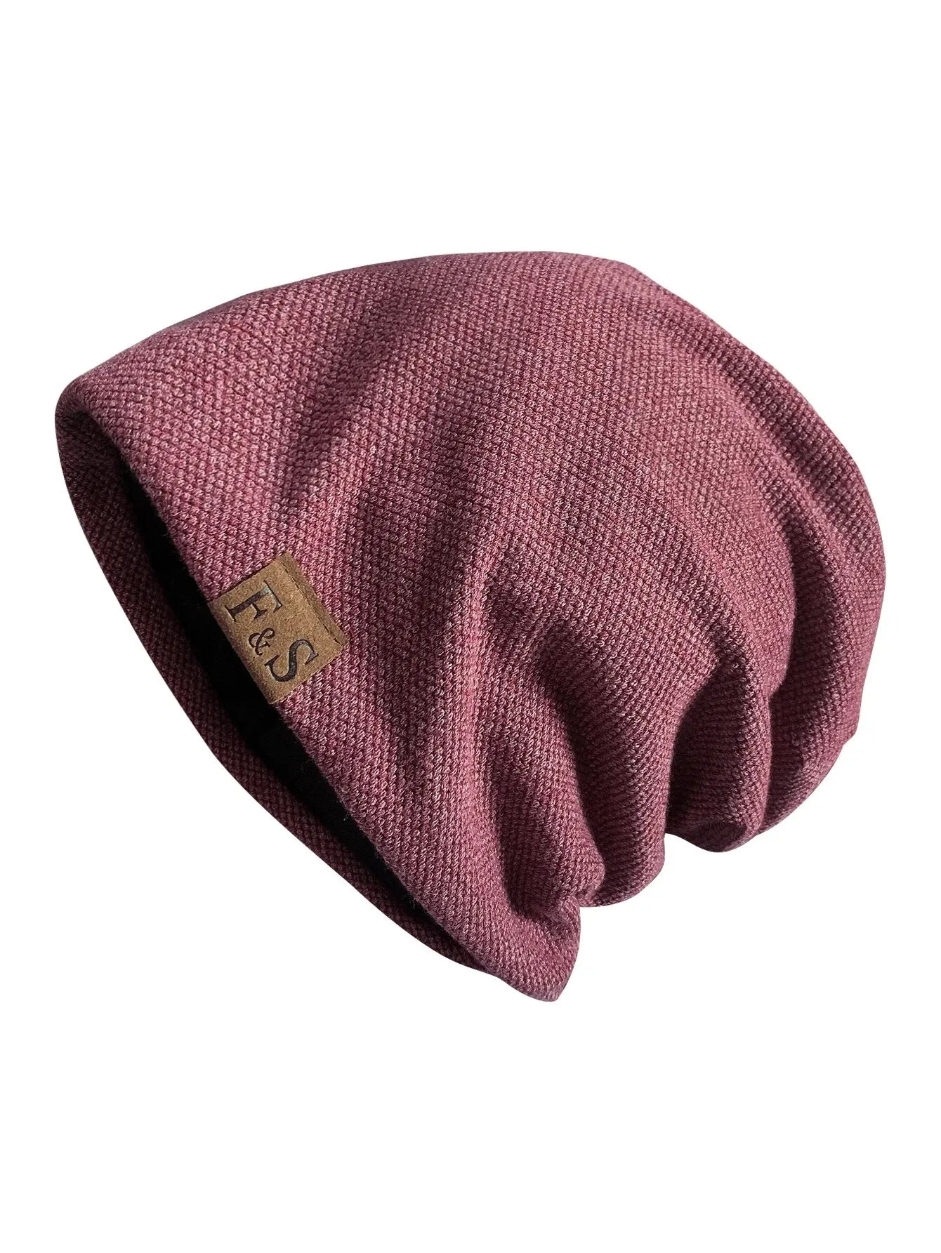 Warm Knitted Beanie Hat Men Women Fashionable Solidhip-hop Qme FS-Wine Red