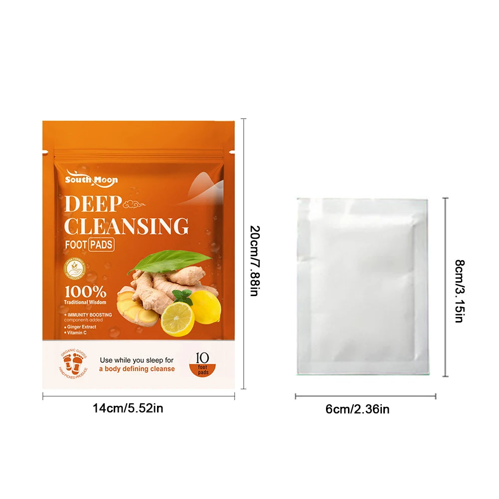 10PCS Ginger Foot Pads Improves Sleep Quality Deep Cleansing Foot Pads Effective Feet Health Patches for Foot and Body Care Qme