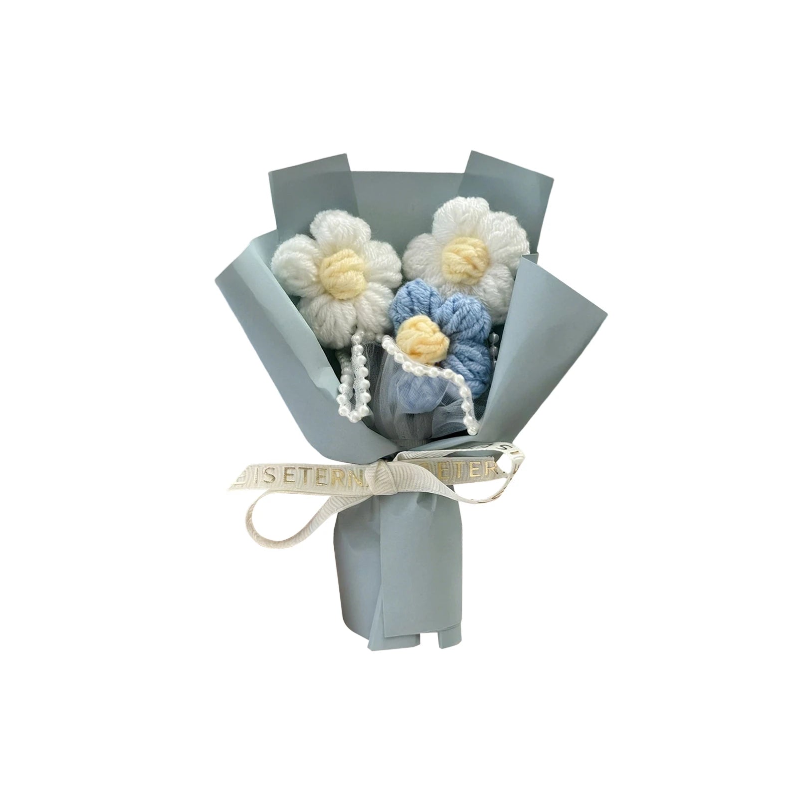 Handmade Knitted Flower Bouquet Finished Crochet Rose Bouquet Valentine's Day Wedding Decor Artificia Flower Gift for Mother Qme C One Size