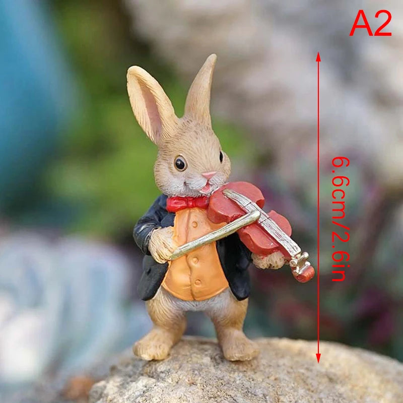 Mini Countryside Turtles Rabbits Hedgehog Statues Sculptures Yoga Qme A2