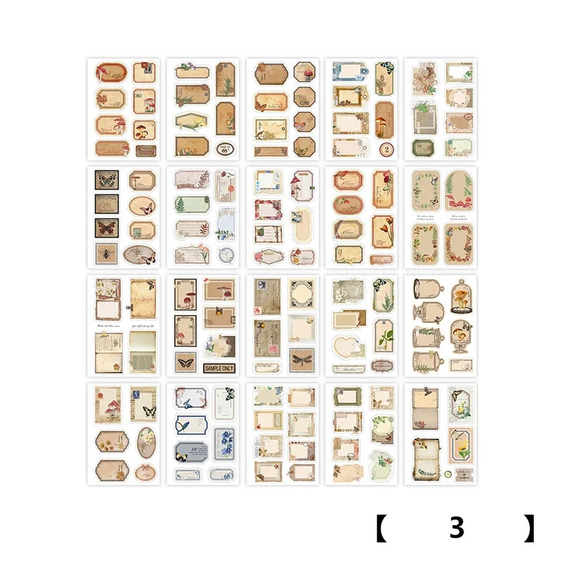 4 Design 20 Pcs/set Stickers Vintage Animal Plant Insect PET Transparent Decoration Sticker For Diary Scrap Book Stationery Qme C