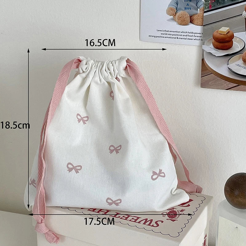 Makeup Bag Underwear Clothing Portable Organizer Cute Pink Bowknot Qme pink-S