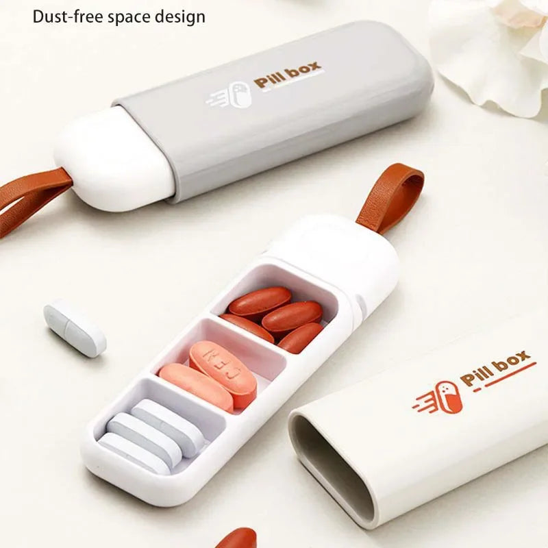 Portable Colorful 3 Spaces Medicine Case Health Care Container Pill Qme