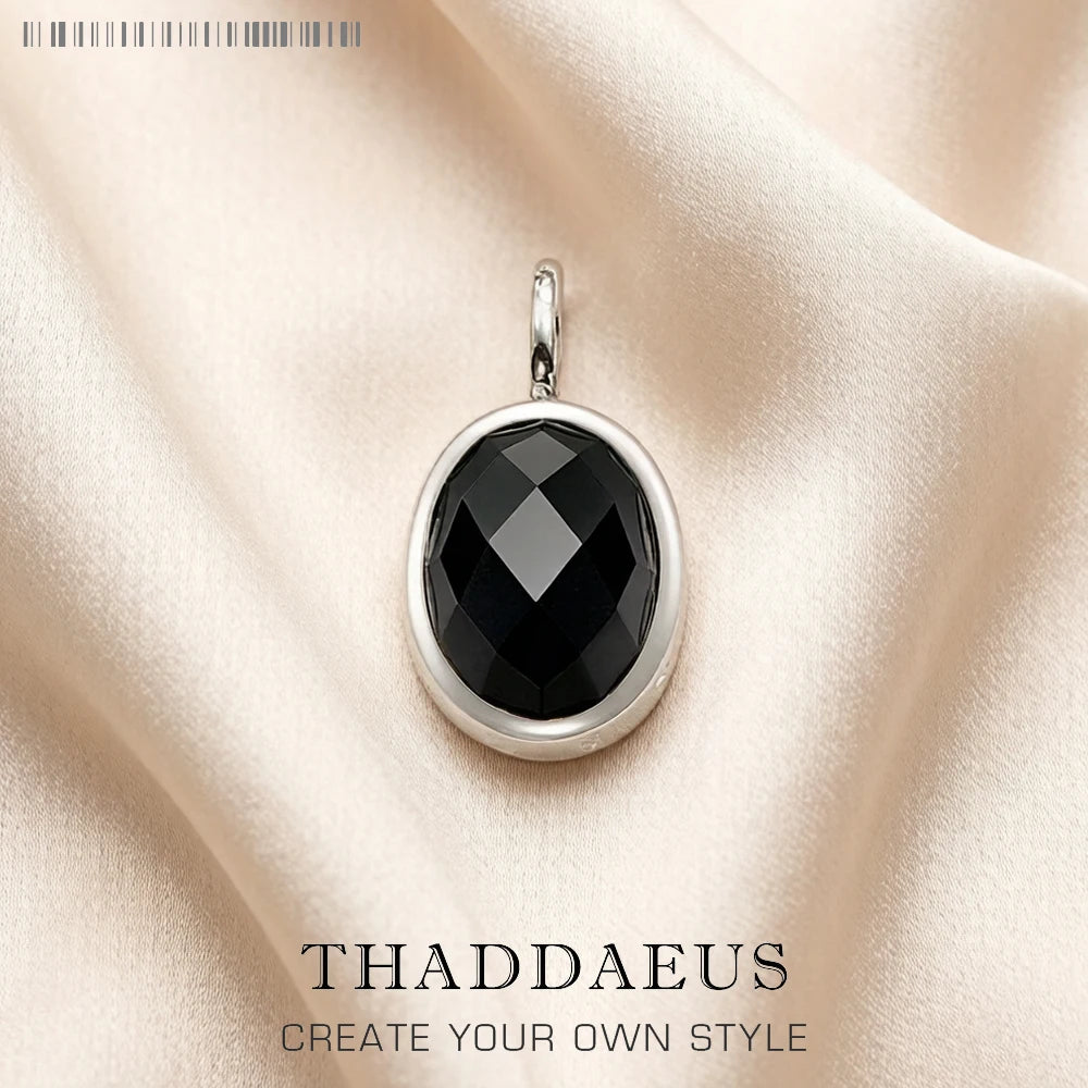 Pendant Oval Black Crystal Fashion Jewelry Europe Style 925 Sterling Silver Accessories Gift For Women Qme Default Title