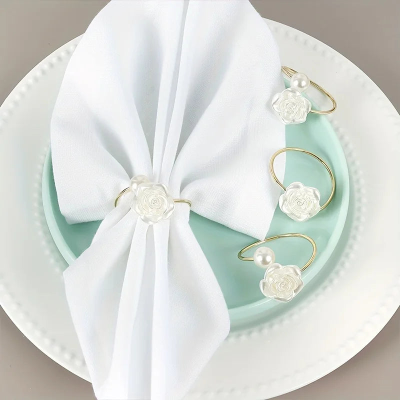 Home Kitchen Dining Pearl Rose Napkin Ring Qme