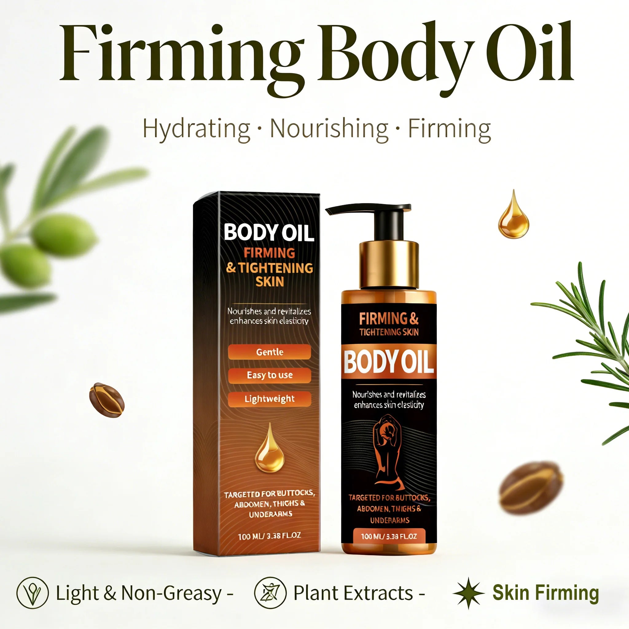 Firming Body Oil Lift Skin Improve Dry Brightening Nourishing Tightening Improve Sagging Smooth Skin Care Massage Essential Oil Qme