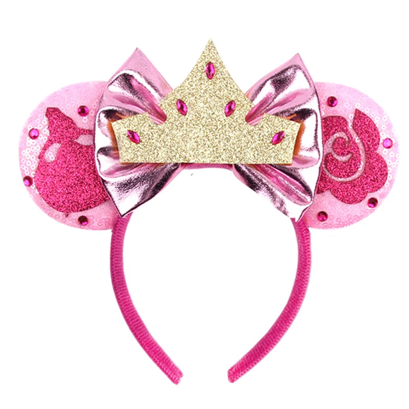 New Glitter Crown Castle Hairband Girls Princess Party Headwear Sequins Mouse Ears Bow Headband Hair Accessories Kids Boutique Qme Headband 11