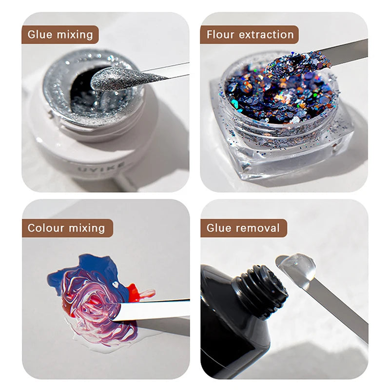 Stainless Steel Nail Art Makeup Toner Spatula Mixing Stick Gel Qme