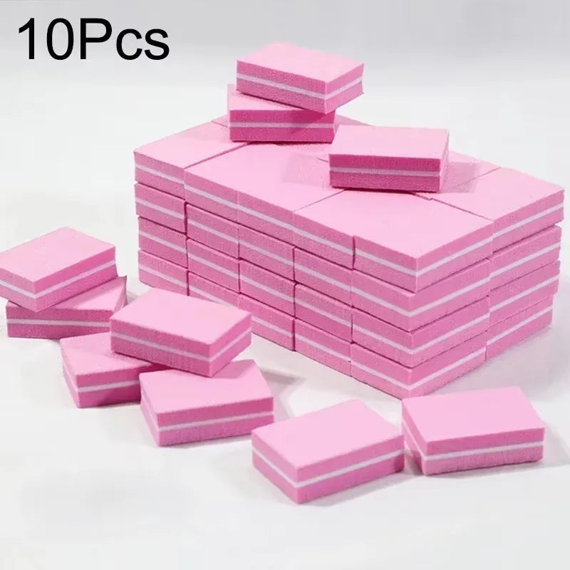 10-100PCS Mini Buffing Sanding Files Block Pedicure Care Nail Art Buffer Polish Manicure Pedicure Nail File Tools Nail Charm New Qme 10PCS Pink