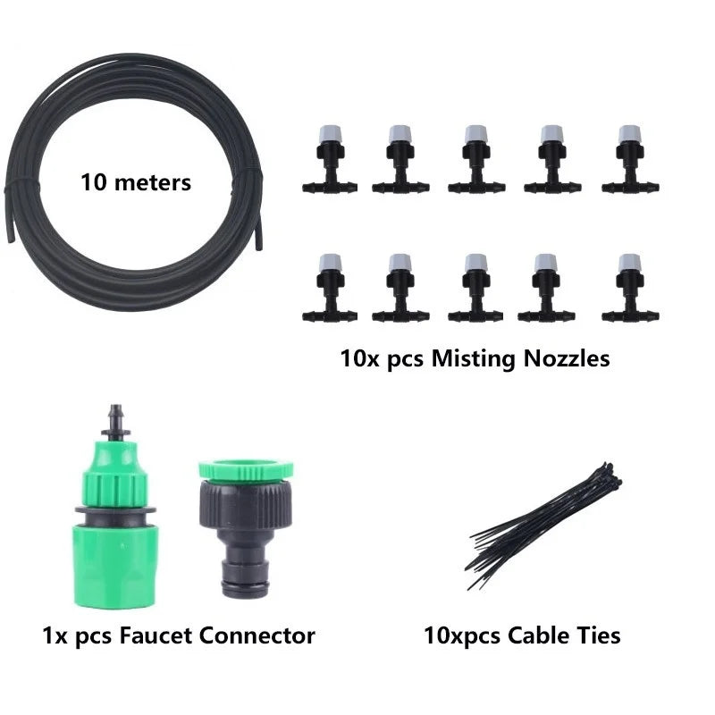 Irrigation 10Meters 10 Sprinklers Nozzles Water Sprayer Misting Fog Qme