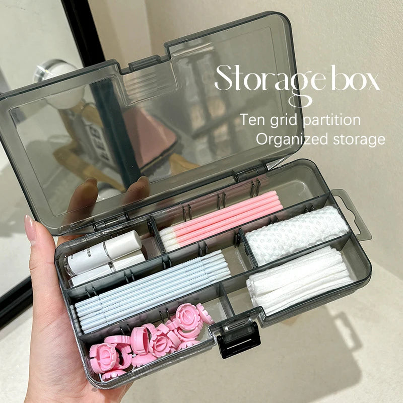 10 Grid Transparent Cover Rectangle Vertical Eyelash Extension Tool Qme