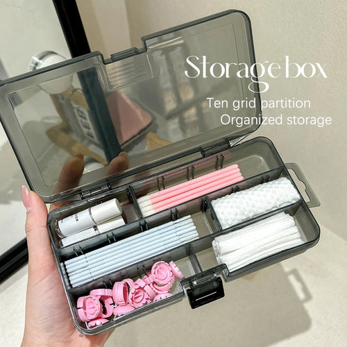 10 Grid Transparent Cover Rectangle Vertical Eyelash Extension Tool Qme