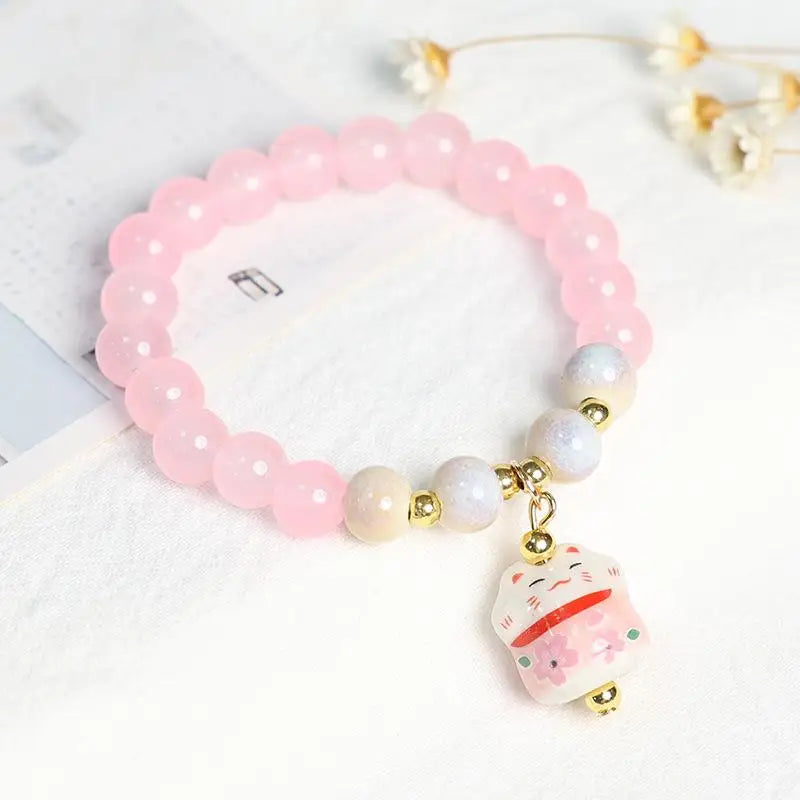 Boho Fortune Cat Charms Bracelet For Women Stretch Wire Couple Bracelet Jewelry Accessories Gifts Qme A2